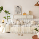 Grid Sofa Cover with Ruffle Skirt – Soft, Decorative, Full-Cover Couch Protector