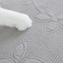 Floral Cotton Quilted Sofa Cover, Non-Slip Couch Protector with Scalloped Edges