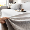 Herringbone Textured Sofa Throw Blanket, Durable Pet Friendly Modern Couch Slipcover