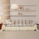 Boho Striped Couch Cover with Sheer Ruffle Skirt, Decorative Couch Throw Blanket