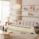 Boho Striped Couch Cover with Sheer Ruffle Skirt, Decorative Couch Throw Blanket