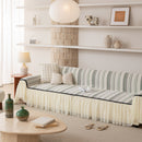 Boho Striped Couch Cover with Sheer Ruffle Skirt, Decorative Couch Throw Blanket