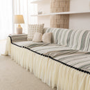 Boho Striped Couch Cover with Sheer Ruffle Skirt, Decorative Couch Throw Blanket