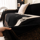 Jacquard Floral Band Sofa Cover with Tassels, Thick Textured Couch Throw Blanket