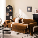 Jacquard Floral Band Sofa Cover with Tassels, Thick Textured Couch Throw Blanket