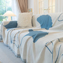 Cozy Couch Throw Blanket with Tassels, Jacquard Leaf Pattern Furniture Protector