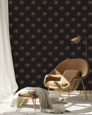 Gold Flowers on Dark Wallpaper