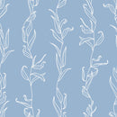 Blue Wallpaper with White Leaves