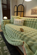Thick Faux Fur Sofa Cover Fluffy Plush Warm Sofa Slipcover Furniture Protector for Couch Bed