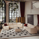 Ainfox 9-Seat Modular Sectional Sofa Sleeper Sofa Flannel Sofa with Storage Seat Beige