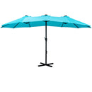 UNIDAZE 15 x 8.8' Outdoor Double-Sided Market Patio Umbrella Solar Lighted 48 Led Light - Base is not included