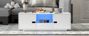 U-Can Modern High Glossy Rectangle Coffee Table, Stylish Center Table with Storage Space, Accent Furniture with 16 Color LED Lights for Living Room