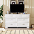 Modern 3 Drawer Bedroom Chest of Drawers with 7 Drawers Dresser, Clothes Organizer -Metal Pulls for Living Room, Bedroom, Hallway, White, 47.6" x 15.7" x 26.6"