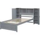 Twin Size Platform Bed with Storage Headboard and Lockers, Gray