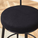 Stylish Ergonomic Bar Chairs Set with Black Breathable Cushions and Metal Legs, 35.5 Inches High, Pack of Two