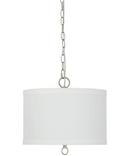 14"W Light Pendant Brushed Nickel Finish with Oatmeal Linen Shade