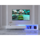 TV Console with Storage Cabinets, Extendable LED TV Stand with Remote Control, Multiple Modes Changing Lights Modern Entertainment Center with Chamfer Edge Shape, White
