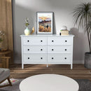Modern White 6-Drawer Dresser With Metal Handles Bedroom
