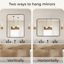 Black 30x40 Inch Rectangle Metal Frame Bathroom Vanity Mirror Wall Mounted