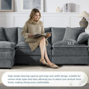 Modular Sectional With Deep And Wide Seat, Cloud Couch Set With Double Cushions Sofa With Movable Ottoman