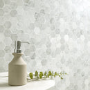 Carrara White Hexagon 12"x12" Polished Marble Mesh-Mounted Mosaic Floor and Wall Tile 2" Hexagon -MSI Collection