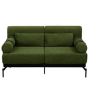 Modern Loveseat Sofa 2-Seater with USB Ports, Cylindrical Armrests, Green Chenille, 59 Inch