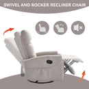Manual Recliner Chair with Rocker and Swivel in Fabric for Living Room, Grey