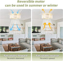 20 Inch Boho White Ceiling Fan With Light Remote Flush Mount
