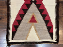 Antique Navajo Rug 2x4, Collectible Native American Wool Handmade Rug, Ivory Black Red Gray, Vintage Navajo Textile