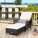 Adjustable Rattan Chaise Lounge Chair for Outdoor Relaxation