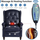 Wingback Recliner Chair With Massage And Heat PU Leather