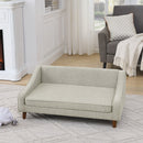 Modern Durable Elevated Dog Sofa Bed with Irregular Armrest Design, Comfortable Beige Foam Pet Sofa