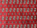 Turkoman Rug 8 x 11.6, Red Bokhara Pakistani Carpet, Wool Handmade Vintage Rug