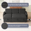 MH83.5' Convertible Sleeper Combo Sofa, Convertible Sofa Bed Polyester Pullout Bed with Storage Recliner and Cup Holder for Living Room, Tight Spaces