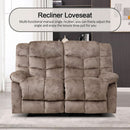 Manual Two Seat Loveseat Recliner Sofa Light Brown