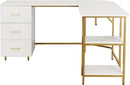 L Shaped Corner Desk Two Tone With Drawers And Shelves For Home Office
