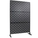 Outdoor & Indoor Privacy Screen Metal Privacy Screen 76' H×48' W, Freestanding Decorative Privacy Screen for Deck Balcony Patio, Privacy Fence Panels for Outside Lawn Garden PS107 BLACK