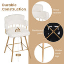 26' Counter Height Bar Stools Set of 2, 180° Swivel Upholstered Barstools with Backs and Metal Legs, Bar Stools for Kitchen Island, Cafe, Pub,