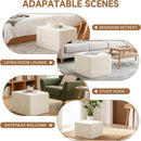 Cream Square Luxurious Upholstered Foam Pouf Ottoman