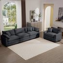Mid-Century Modern Sectional Set of Two, 3-Seater & Single-Seater, Grey Corduroy, with Pillows