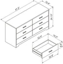 Wooden Six Drawer Dresser In Black For Living Room Bedroom