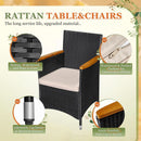 7 Piece Outdoor Patio Dining Set Black Rattan Chairs