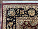 Indian Agra Rug 10x14, Traditional Oriental Carpet, Room Sized Wool Area Rug, Floral, Maroon