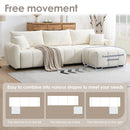 [VIDEO] 110' Modular Sectional Sofa, L Shape with Extra-large Seat, Pull-line Design, Movable Ottoman, High Density Foam, Free Combination, Sturdy Metal&Wood Frame, Boucle Fabric, 3 Colors