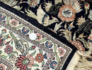 Silk Rug 4x6, Black and Cream, Floral & Bird Pictorials, Fine 330 KPSI, Sino Persian Rug