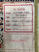 Silk Turkish Kayseri Rug 2x3, Very Finely Hand Knotted, Semi Open Field, Vintage, Silk Pile on Silk Foundation, 300 KPSI