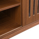 Mid-Century Modern 2 in 1 PET FRIENDLY  Walnut TV Stand With Extendable table Soft cushion Sliding door Cat friendly furniture