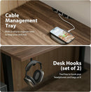 L Shaped Electric Standing Desk 63 By 55 Inch Dark Walnut