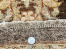Round Pakistani Rug 6x6, Brown and Beige, Floral, Peshawar Rug, Traditional