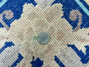 Chinese Wool Rug 8x11, Peking Asian Oriental Carpet, Cream/Ivory and Blue, Vintage Handmade Rug, Art Deco Rug